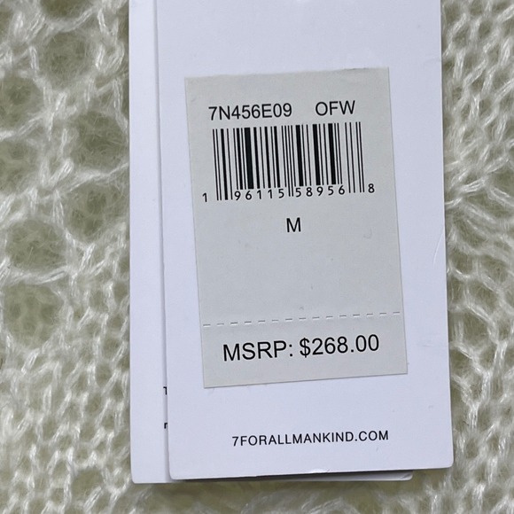 7 For All Mankind Open Neck Cable Knit Pullover Sweater M Mohair Wool 7FAM - Picture 7 of 12